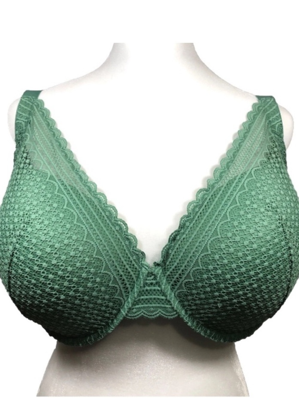 Auden 40DDD Womens Green Lace Plunge T-Shirt Bra Lightly Lined Demi NWT